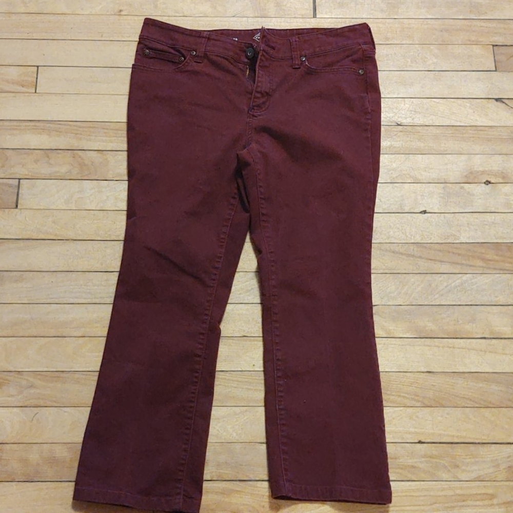Red straight let jeans